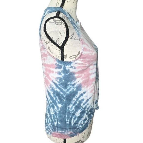 Hippie Rose Women's Size Small Pink Blue Tie-Dye Sleeveless Knot Front Tank Top - Picture 6 of 6